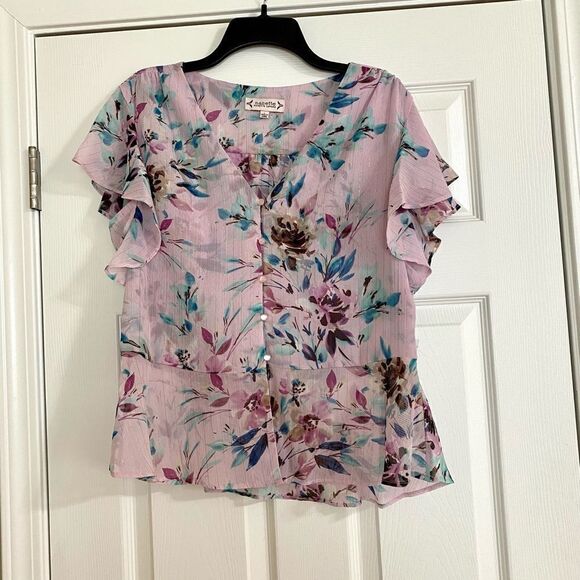 Nanette Lepore peplum flutter sleeve top - Picture 4 of 6